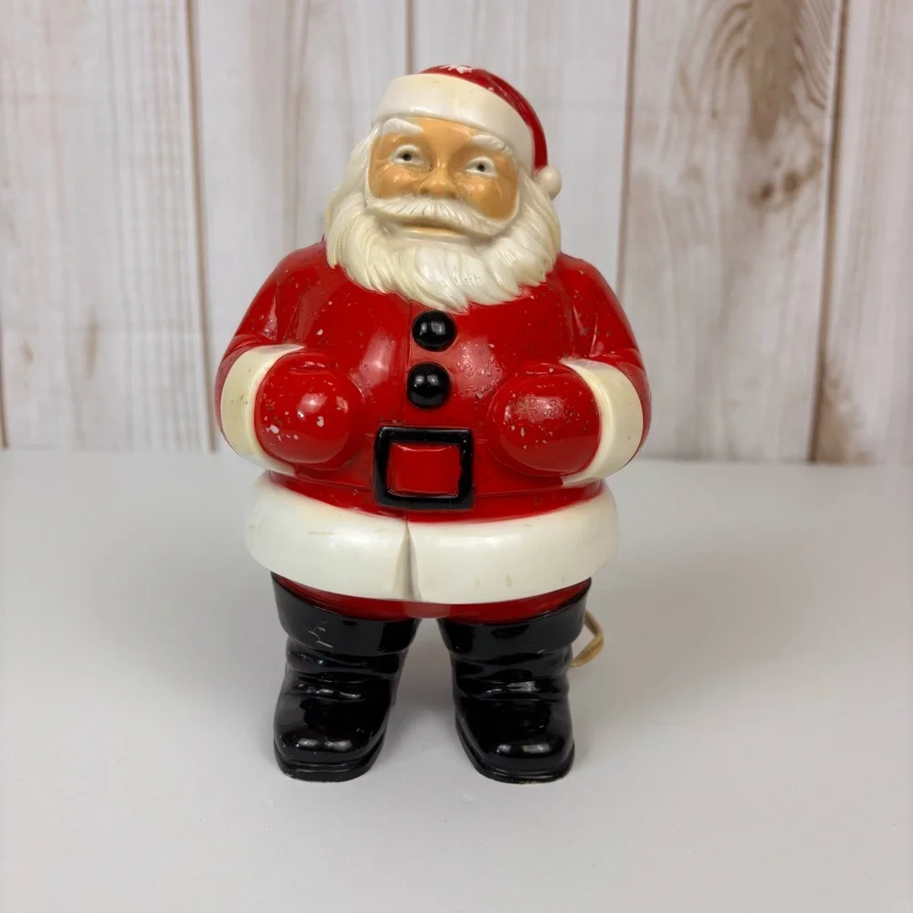 Vintage 1950's Blow Mold Lighted Santa General Products Co Tabletop Decor Red 8" - Picture 3 of 15